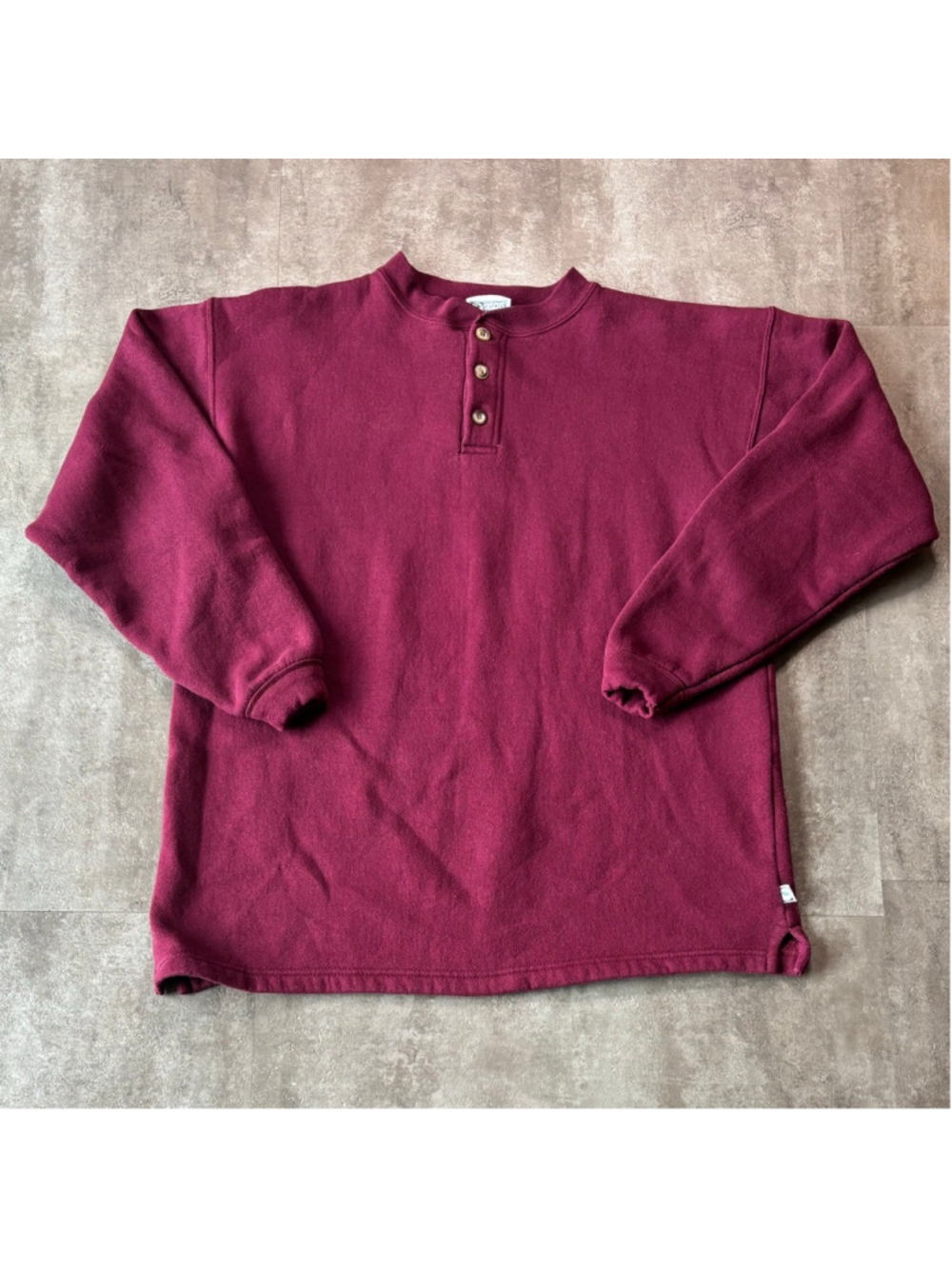 Vintage Discus Athletic Henley Sweater Mens Large Maroon